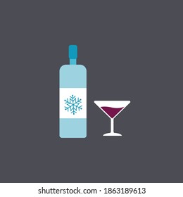 Wine Drink Christmas Icon Vector