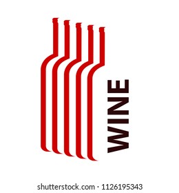 Wine drink concept menu with red wine bottles on white, stock vector illustration