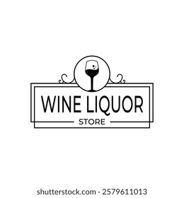 wine drink glass logo design vintage retro style