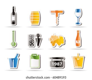 Wine and drink Icons - Vector Icon Set