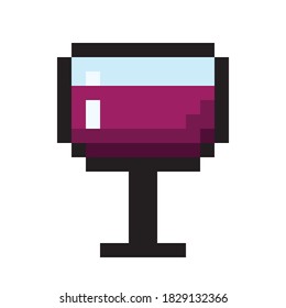 Wein trinkt Pixelkunst. Vektorpixelkunst.