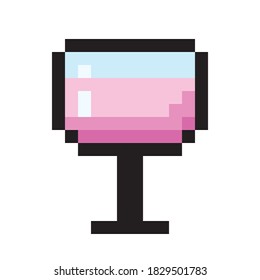 Arte de píxeles para beber vino. Arte de píxeles para vectores.