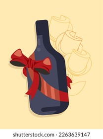 wine drink with ribbon icon