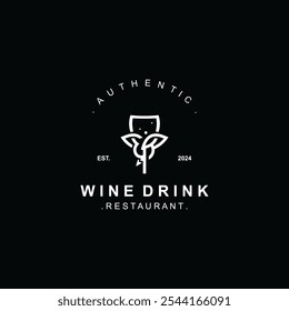 Wine drink Vintage logo label with glass or beer premium, bars, clubs, cafes, companies