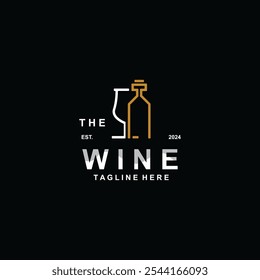 Wine drink Vintage logo label with glass or beer premium, bars, clubs, cafes, companies