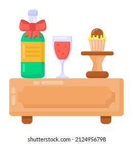 Wine drinks, flat icon design 

