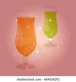 Wine, drinks, juice glasses on blurred background bokeh. Romantic wine pattern design.