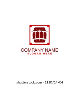 wine drum square box vector logo 