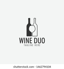 Wine duo logo design template vector isolated