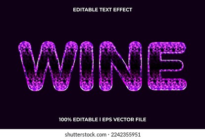 wine editable text effect, lettering typography font style, glossy 3d text for tittle