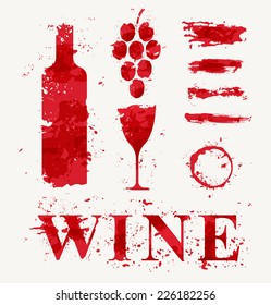 Wine elements consisting of a spray. Vector