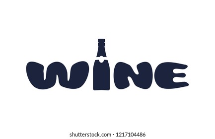 Wine emblem design. Typography concept for vineyard. Abstract winery sign.