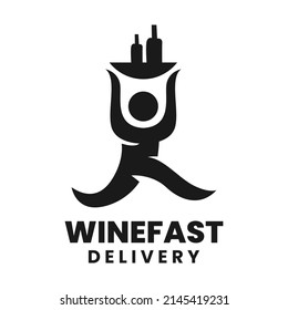 wine fast delivery logo design template