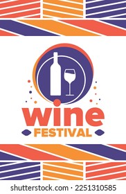 Wine Festival. For wine lovers. Wine tasting. Event for professionals in the wine industry. Winery, restaurants and bars. Trainings and master class for sommelier. Wineglass. Vector illustration