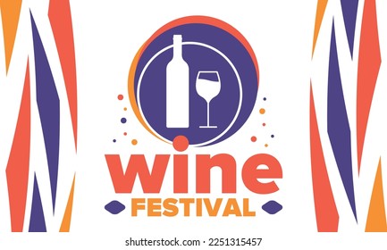 Wine Festival. For wine lovers. Wine tasting. Event for professionals in the wine industry. Winery, restaurants and bars. Trainings and master class for sommelier. Wineglass. Vector illustration