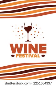 Wine Festival. For wine lovers. Wine tasting. Event for professionals in the wine industry. Winery, restaurants and bars. Trainings and master class for sommelier. Wineglass. Vector illustration