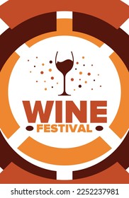 Wine Festival. For wine lovers. Wine tasting. Event for professionals in the wine industry. Winery, restaurants and bars. Trainings and master class for sommelier. Wineglass. Vector illustration