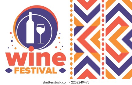 Wine Festival. For wine lovers. Wine tasting. Event for professionals in the wine industry. Winery, restaurants and bars. Trainings and master class for sommelier. Wineglass. Vector illustration