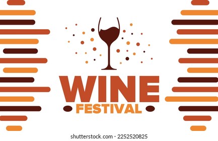 Wine Festival. For wine lovers. Wine tasting. Event for professionals in the wine industry. Winery, restaurants and bars. Trainings and master class for sommelier. Wineglass. Vector illustration