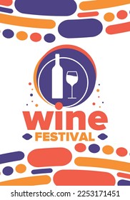 Wine Festival. For wine lovers. Wine tasting. Event for professionals in the wine industry. Winery, restaurants and bars. Trainings and master class for sommelier. Wineglass. Vector illustration