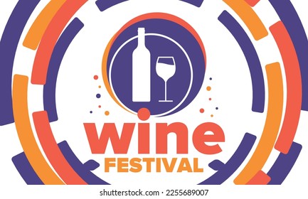 Wine Festival. For wine lovers. Wine tasting. Event for professionals in the wine industry. Winery, restaurants and bars. Trainings and master class for sommelier. Wineglass. Vector illustration