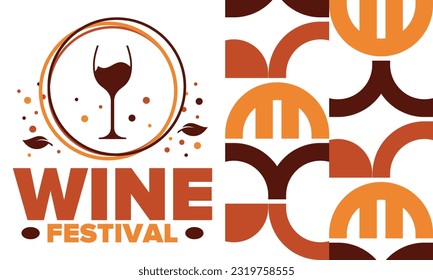 Wine Festival. For wine lovers. Wine tasting. Event for professionals in the wine industry. Winery, restaurants and bars. Trainings and master class for sommelier. Wineglass. Vector illustration