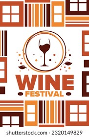 Wine Festival. For wine lovers. Wine tasting. Event for professionals in the wine industry. Winery, restaurants and bars. Trainings and master class for sommelier. Wineglass. Vector illustration