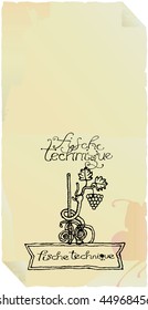 wine fische technique label black