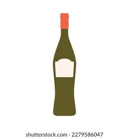 ilustración vectorial de diseño plano de vino aislada en fondo blanco. Icono de botella de vino antiguo. Ilustración plana del icono vectorial de botellas vitícolas antiguas para el diseño web