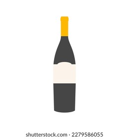 wine flat design vector illustration isolated on white background. Old wine bottle icon. Flat illustration of old wine bottle vector icon for web design