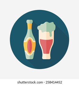 wine flat icon with long shadow,eps10