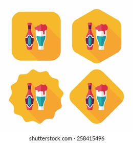 wine flat icon with long shadow,eps10
