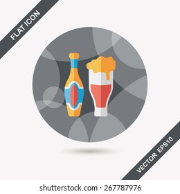 wine flat icon with long shadow,eps10