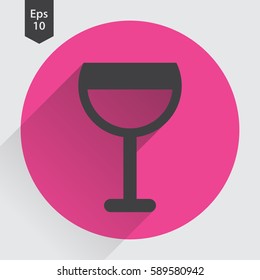Wine Flat Icon. Simple Sign Of Alcoholic Drink. Vector Illustrated Symbol