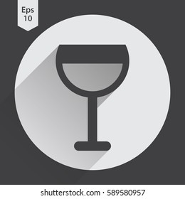 Wine Flat Icon. Simple Sign Of Alcoholic Drink. Vector Illustrated Symbol