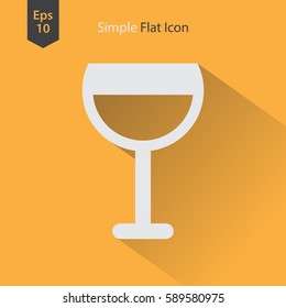 Wine Flat Icon. Simple Sign Of Alcoholic Drink. Vector Illustrated Symbol