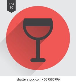 Wine Flat Icon. Simple Sign Of Alcoholic Drink. Vector Illustrated Symbol
