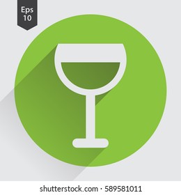 Wine Flat Icon. Simple Sign Of Alcoholic Drink. Vector Illustrated Symbol