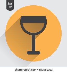 Wine Flat Icon. Simple Sign Of Alcoholic Drink. Vector Illustrated Symbol