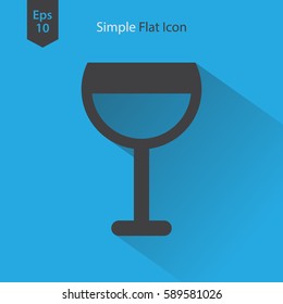 Wine Flat Icon. Simple Sign Of Alcoholic Drink. Vector Illustrated Symbol