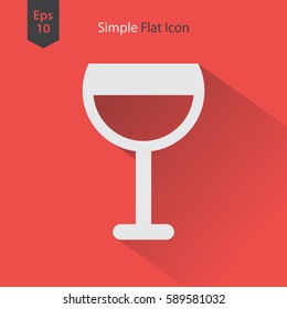 Wine Flat Icon. Simple Sign Of Alcoholic Drink. Vector Illustrated Symbol