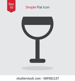 Wine Flat Icon. Simple Sign Of Alcoholic Drink. Vector Illustrated Symbol