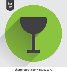 Wine Flat Icon. Simple Sign Of Alcoholic Drink. Vector Illustrated Symbol