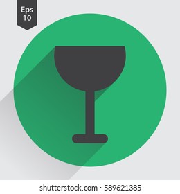 Wine Flat Icon. Simple Sign Of Alcoholic Drink. Vector Illustrated Symbol