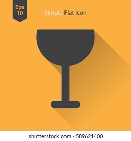 Wine Flat Icon. Simple Sign Of Alcoholic Drink. Vector Illustrated Symbol