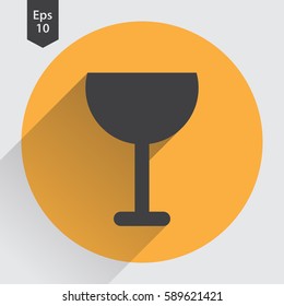 Wine Flat Icon. Simple Sign Of Alcoholic Drink. Vector Illustrated Symbol