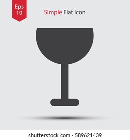 Wine Flat Icon. Simple Sign Of Alcoholic Drink. Vector Illustrated Symbol