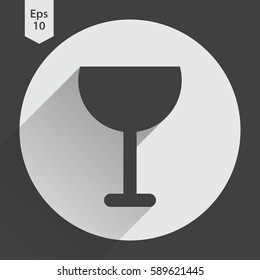 Wine Flat Icon. Simple Sign Of Alcoholic Drink. Vector Illustrated Symbol