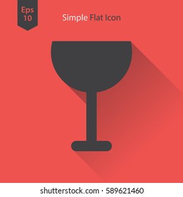 Wine Flat Icon. Simple Sign Of Alcoholic Drink. Vector Illustrated Symbol