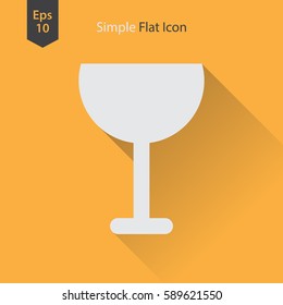 Wine Flat Icon. Simple Sign Of Alcoholic Drink. Vector Illustrated Symbol
